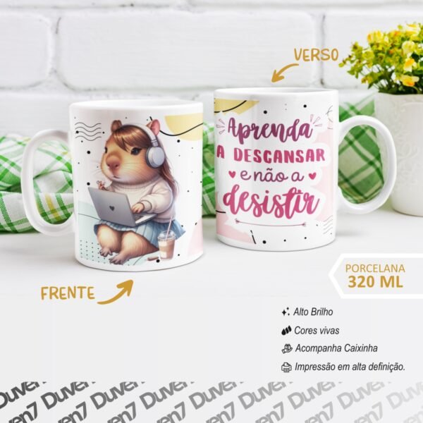 Aprenda a Descansar e não a Desistir - Caneca Capivara - Image 2