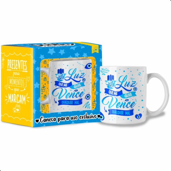 A luz que me guia, vence qualquer mal - Caneca Olho Grego