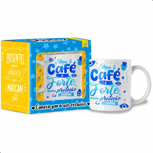 Meu café é forte minha proteção também. - Caneca Olho Grego