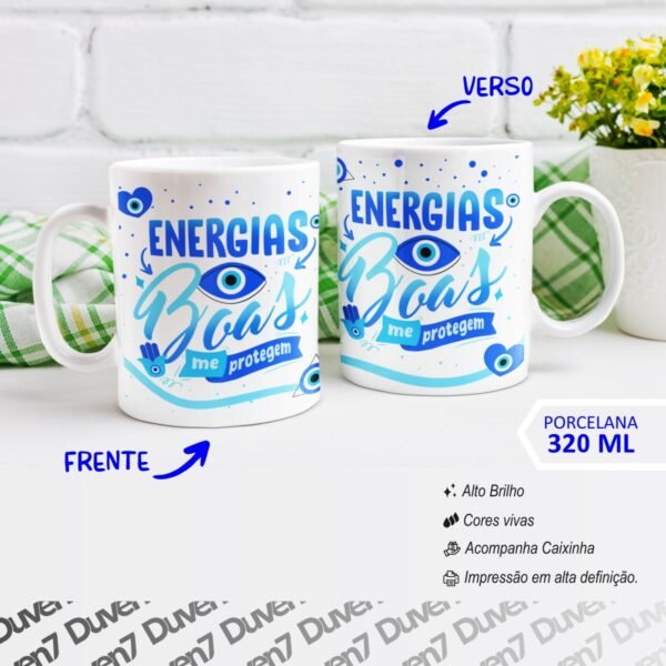 Energias boas me protegem - Caneca Olho Grego - Image 2